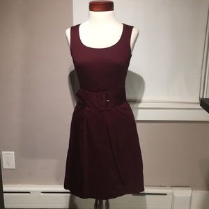 Burgundy Wide Belt Dress